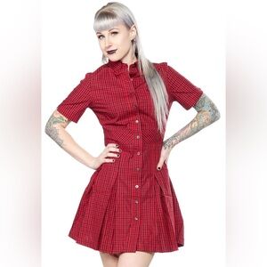 Fred Perry | Reissues gingham pleated shirt dress